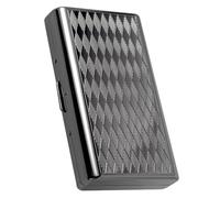Goshentech Étui rétro en métal avec motif losange, 14 capacités, métal noir brillant, double face, pour cartes bancaires, caisse (King size 100 mm) (noir fusil)