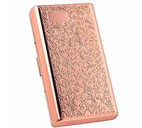 Goshentech Étui vintage, 14 capacités, métal plaqué or rose, double face, porte-cartes bancaires, caisse à monnaie (100 mm King Size) (or rose)