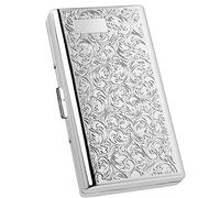 Goshentech Étui vintage, capacité 14, métal noir brillant, double face, pour cartes bancaires, caisse à monnaie (king size 100 mm), Argenté., Rétro