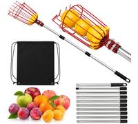 GOSHIES Cueilleuse à fruits - 4 m - Avec manche télescopique - Avec sac en coton - Facile à monter - Pour arbres fruitiers