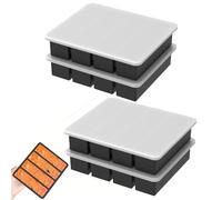Goshoppers Lot de 4 grands bacs à glaçons en silicone avec couvercle - 4 grilles - Démoulage facile - Pour stocker la soupe, la bouillie, les glaçons (noir)