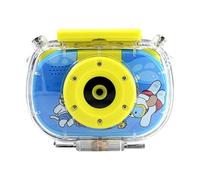 Goshyda 1080p 8X Zoom Kids Wetherproof Camera for Kids Aged 3-12, Enfants Underwater Video Digital Camcomorder avec Une Carte SD de 32 Go Intégrée, 2h (Bleu avec étui étanche + Carte mémoire 32 Go)