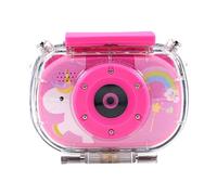 Goshyda 1080p 8x Zoom Kids Wetherproof Camera for Kids Aged 3-12, Enfants Underwater Video Digital Camcomorder avec une Carte SD de 32 Go Intégrée, 2h (Rose avec étui étanche + carte mémoire de 32 Go)