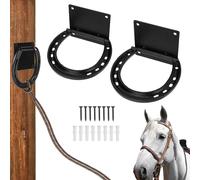 Goshyda Anneau à Cravate de Cheval, Liens en Acier Massif pour Les Chevaux, Les Accessoires de Chevaux et Les Accessoires de Chevaux, pour Les écuries de Clôtures, 2 Pack