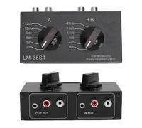 Goshyda Atténuateur Audio Stéréo Passif, Niveaux élevés à Bas Niveaux Double Canal, Mode 6 Commutateurs, Boîtier D'atténuation Audio Réglable pour Home Cinéma, Interface AV 1/8"