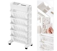 Goshyda Bibliothèque Mobile, Support à Livres Rotatif avec Roulettes, Organisateur de Rangement en Plastique à 5 Niveaux pour Livres d'enfants et Fournitures de Bureau (6 couches)