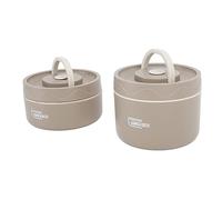 Goshyda Boîte à Déjeuner Isotherme, Boîte à Thermique Portable étanche, Conteneurs à Déjeuner Ronds Empilables en Acier Inoxydable 304 avec Sac Thermique, pour Adultes et