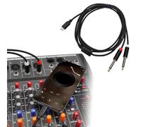 Goshyda Câble Mono TS de Type C vers Double 6,35 Mm, Puce DAC Intégrée 24 Bits 96 KHz, Répartiteur en Y avec Connecteurs Plaqués or et Tresse en Nylon, pour Smartphone, Ordinateur Portable (ou)