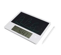 Goshyda Calendrier de Bureau Rechargeable avec Tablette d'écriture LCD, Calendrier électronique avec Bloc-notes, Affichage de l'heure, de la Température, de l'humidité pour le Bureau, les