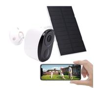 Goshyda Caméra de sécurité Solaire D'extérieur sans Fil, 2K HD avec Détection de Mouvement PIR, étanche IP66, Conversation Bidirectionnelle, Détection AI, Alimentation Solaire pour la (White)