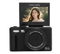 Goshyda Caméra Numérique 5K, Caméra de Voyage WiFi Auto Focus avec Zoom 18x, écran de Feuillette 3in 180 °, Lumière de Remplissage à LED Intégrée, Petite Compacte pour la (Black)