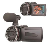 Goshyda Caméscope Vidéo 6K, Caméscope Numérique à Double Objectif 64 MP avec écran Rotatif de 3" et Micro sans Fil, Caméra Vlogging pour Les Voyages et L'enregistrement Familial