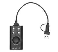 Goshyda Carte Son Externe USB, Adaptateur de Type C avec Puce de Réduction du Bruit et Contrôle du Volume pour Téléphone Portable, karaoké en Streaming
