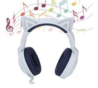 Goshyda Casque Bluetooth Oreille de Chat, Commande Tactile Lumineuse LED sans Fil Pliable avec Microphone et 35H de Lecture, pour Enfants Adultes Ordinateur Portable PC (Blue)