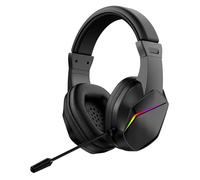 Goshyda Casque Filaire pour PC, Casque Stéréo avec Microphone Flexible Antibruit, éclairage RVB, pour Les Cours en Ligne du Centre D'appels de Jeu (Black)