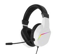 Goshyda Casque Filaire pour PC, Casque Stéréo avec Microphone Flexible Antibruit, éclairage RVB, pour Les Cours en Ligne du Centre D'appels de Jeu (White)