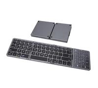 Goshyda Clavier Bluetooth Pliable, Clavier de Voyage Portable sans Fil à Trois Volets avec pavé Tactile pour Smartphones, Tablettes, Ordinateurs Portables, pour Wins pour OSX pour Android