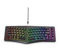 Goshyda Clavier Ergonomique Filaire, 69 Touches Clavier divisé Silencieux avec 18 Modes RVB rétro-éclairé, Câble USB C Détachable, pour Les Victoires pour OSX pour L'ordinateur Linux (Black)