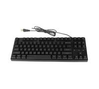 Goshyda Clavier Mécanique Noir 87 Touches, Clavier Filaire USB, Touches Incurvées, Repose-Pieds Pliable pour Ordinateur Portable