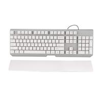 Goshyda Clavier Mécanique, RGB LED Rétroéclairé Filaire USB Gaming 104 Touches Clavier Ergonomique, avec Repose-Poignet, pour PC et Ordinateur de Bureau Gamer(GK60 rainure de clavette Blanche)