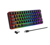 Goshyda Clavier sans fil, clavier ergonomique pour ordinateur 2.4G, clavier de jeu rétro-éclairé RVB à 61 touches avec récepteur USB, pour PC, ordinateur portable, bureau