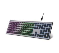 Goshyda Clavier sans Fil, Triple Mode BT5.0 BT3.0 2,4 G, Clavier rétroéclairé RVB, 110 Touches Rechargeables, Ultra Fin pour OSX pour Android