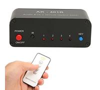 Goshyda Commutateur 4 Voies, Répartiteur Stéréo Composite Multifonctionnel 4 en 4 Sorties avec Télécommande IR, Sélecteur Audio AV pour Console de Jeu DVD