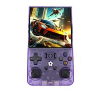 Goshyda Console de Jeu Portable Rétro, Lecteur de Jeu Vidéo Portable Open Source de 4 Pouces, Plus de 60 émulateurs Intégrés, Console de à Double Joystick avec Puce RK3326 (Violet Transparent)