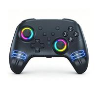 Goshyda Contrôleur de Jeu sans Fil, Contrôleur sans Fil Programmable Filaire Bluetooth avec Lumière RVB, Vibration Turbo Réglable, pour PC pour OSX pour Android pour Steam