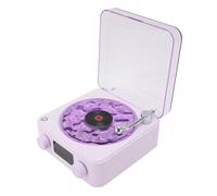 Goshyda Haut-Parleur Bluetooth avec Veilleuse et Affichage de l'horloge, Haut-Parleur sans Fil 3 en 1 de Style Tourne-Disque avec Son Stéréo, pour Chambre à Coucher, Salon, Bureau (Purple)