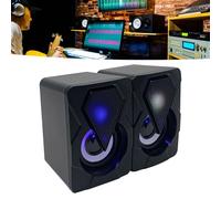 Goshyda Haut-Parleur pour Ordinateur de Jeu, Lumière RGB, Son Stéréo, Basses Lourdes, USB, Haut-Parleur de Bureau pour Amateur de Jeux, Plastique Noir, 1 Ensemble