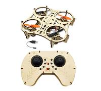 Goshyda Kit de Modèle de Drone en Bois à Monter Soi-même, Blocs de Construction STEM 3D, Quadrirotor avec Une Touche de Décollage, Arrêt d'urgence, 3 Réglages de Vitesse, Jouet Volant RC