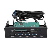 Goshyda Lecteur de Carte Interne Multifonction 5,25 Pouces Panneau Avant du PC de Tableau de Bord avec Trois Ports USB 3.0, Un Port USB 3.1, Un Port eSATA et 6 emplacements pour Cartes