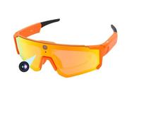 Goshyda Lunettes Intelligentes AI avec Caméra 4K 8MP Capture Vidéo, Lunettes de Soleil avec Caméra Bluetooth V5.3 Commande Vocale Stabilisation EIS pour Le Cyclisme, Le Ski, la (Orange Rouge)