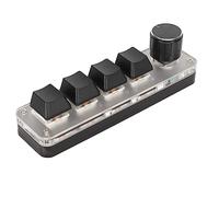 Goshyda Mini Clavier Programmable USB à 4 Touches, Clavier Mécanique à Une Main avec Konb, rétroéclairé RVB, Prend en Charge la Connexion Filaire USB et BT Double Mode