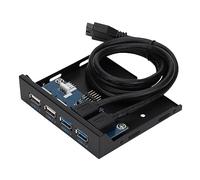 Goshyda Panneau Avant d'extension de Hub USB 3.0 + 2 Ports USB 2.0, Panneau Avant de Lecteur de Disquette pour Baie de 5,25 Pouces, Support en Métal avec sablé, Alimentation Auxiliaire 4P pour