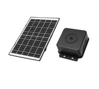 Goshyda Panneau Solaire pour Caméra de sécurité Extérieure, Lampes de Camping, avec Support Réglable à 360 °, Batterie 15 000 MAh (BLACK)