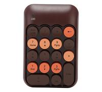 Goshyda Pavé Numérique sans Fil, 18 Touches, 2,4 GHz, Clavier Numérique sans Fil, Style Rétro, Rond, avec Récepteur USB, Touches de Raccourci, Veille Automatique, (Couleur Café)