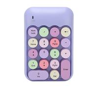 Goshyda Pavé Numérique sans Fil, 18 Touches, 2,4 GHz, Clavier Numérique sans Fil, Style Rétro, Rond, avec Récepteur USB, Touches de Raccourci, Veille Automatique, (Thème Violet)