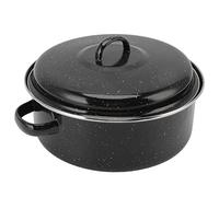 Goshyda Poêle à Rôtir Domestique Finition Mouchetée Noire Antiadhésive pour Barbecue, Patates Douces, Châtaignes, Ustensiles de Cuisine de Haute qualité (Couvercle en fer 26CM)