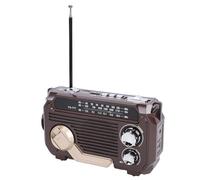 Goshyda Radio d'urgence, Radio Météo Solaire à Manivelle 1200 MAh avec Haut-Parleur Bluetooth, Lampe de Poche, Prise en Charge AM FM SW, pour Urgence Intérieure et Extérieure (Café Profond)