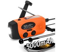 Goshyda Radio Météo d'urgence, Radio Solaire à Manivelle AM FM WB avec Lampe de Poche LED, Banque d'alimentation 6000 MAh, étanche IPX3, pour Les Urgences Intérieures et Extérieures (Orange)