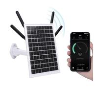 Goshyda Routeur Solaire en Plein Air 4G avec Emplacement pour Carte SIM, Routeur de Modem Solar 4G à énergie Solaire 12W Construit dans Une Batterie de 18000 MAh, Extension WiFi (Antennes Blanches)