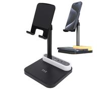 Goshyda Station de Recharge sans Fil 4 en 1, Chargeur sans Fil Rapide 15W avec Veilleuse, Support de Téléphone et de Tablette pour Le Travail à Domicile et Les Voyages