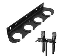 Goshyda Support de Microphone Multiple pour 4 Micros Portables, Support de Rangement pour Microphone Filaire et sans Fil avec Anneaux Antidérapants, et Fixation Murale