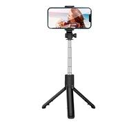 Goshyda Trépied Selfie Stick Télescopique en Acier Inoxydable, Portable et Pliable, Télécommande, Base Rotative à 360 Degrés, pour Caméra Vidéo en Direct, Téléphone, Voyage (Black)