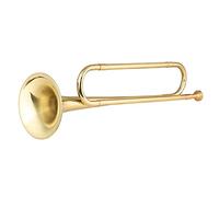 Goshyda Trompette D'appel en Laiton plaqué Or avec Embout pour Instrument de Musique de Groupe Scolaire Débutant, Clairon de 18,7 Pouces pour Orchestre Militaire [Apparence Exquise, Sons Agréables,