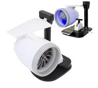 Goshyda Ventilateur à Turbine de Bureau avec Humidificateur 3 en 1, Atomisation Ultrasonique, Vitesse Réglable 4000 Tr/min avec Moteur de Charge sans Fil 15 W en Forme pour Bureau (lumière bleue)