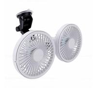 Goshyda Ventilateur de Refroidissement de Voiture à Double Tête, Ventilateurs de Voiture à Double Tête Réglables à 360°, Ventilateur Portable à Ventouse Puissante pour Fenêtre, Tableau (WHITE)