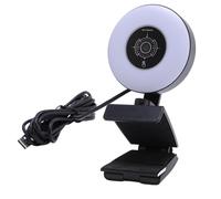 Goshyda Webcam 4K avec Lumière, Webcam pour PC avec Plug et Lecture Microphone, Intégrée dans Un Bon Remplissage Doux Ultra Rapide Automatique pour L'ordinateur